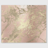 Roos Roze Foxier Goud Marmer Glanzend Metallic VIP Cadeaupapier (Vlak)