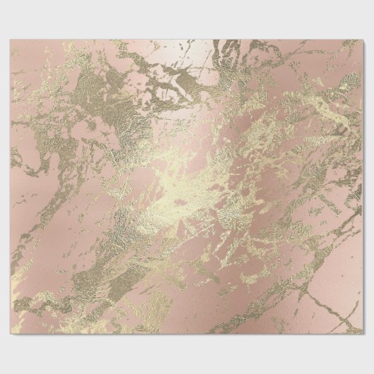 Roos Roze Foxier Goud Marmer Glanzend Metallic VIP Cadeaupapier (Vlak)