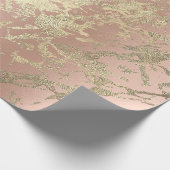 Roos Roze Foxier Goud Marmer Glanzend Metallic VIP Cadeaupapier (Hoek)