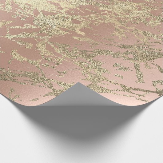 Roos Roze Foxier Goud Marmer Glanzend Metallic VIP Cadeaupapier (Hoek)