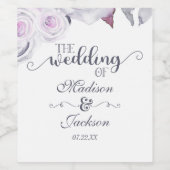 Roos Roze & Geel Bloemenkrans Bruiloft Monogram Wijn Etiket (Enkel label)