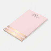 Roos roze gekleurde gouden metallic strepen post-it® notes (Schuin)