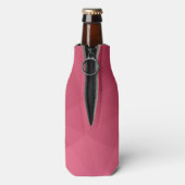 Roos roze geometrisch maaspatroon Monogram Flesjeskoeler (Fles Achterkant)