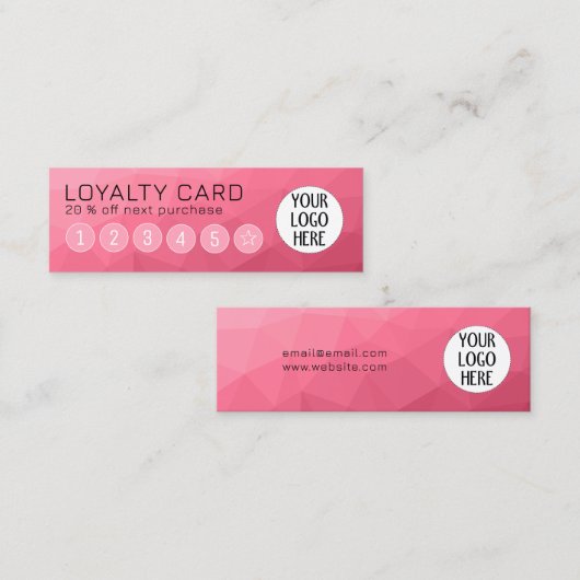 Roos roze Geometrische Mesh Patroon Custom Logo Klantenkaartje (Voorkant / Achterkant)