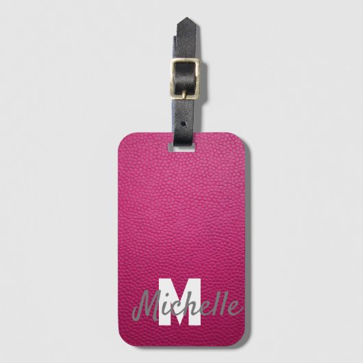 Roos roze gepersonaliseerde naam bagagelabel (Voorkant (verticaal))