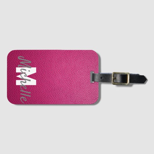 Roos roze gepersonaliseerde naam bagagelabel (Voorkant (horizontaal))