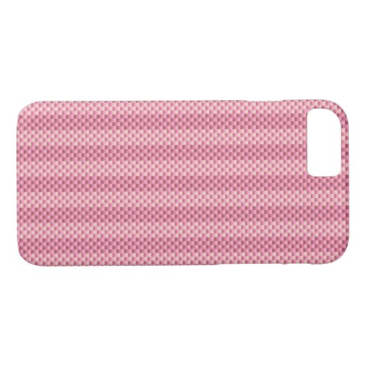 Roos roze gestreepte koolstofvezel gepatterd Case-Mate iPhone case (Achterkant (Horizontaal))