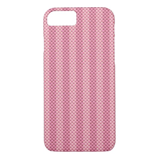 Roos roze gestreepte koolstofvezel gepatterd Case-Mate iPhone case (Achterkant)