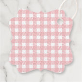 Roos Roze Gingham Pset Baby Q Shower Hartelijk dan Bedankjes Labels (Achterkant)