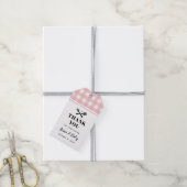 Roos Roze Gingham Pset Baby Q Shower Hartelijk dan Cadeaulabel (Met Touw)