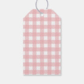 Roos Roze Gingham Pset Baby Q Shower Hartelijk dan Cadeaulabel (Achterkant)