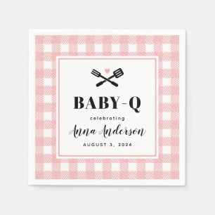 Roos Roze Gingham Pset Baby Q Shower Servet