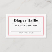 Roos Roze Gingham Pset Baby shower Diaper Raffle Informatiekaartje (Voorkant)