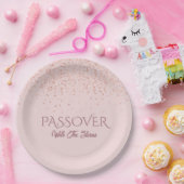 Roos Roze Glitter Dust Jwish Passover Seder Papieren Bordje (Feest)
