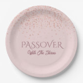 Roos Roze Glitter Dust Jwish Passover Seder Papieren Bordje (Voorkant)