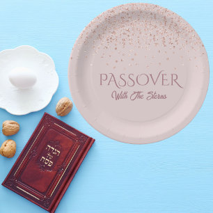 Roos Roze Glitter Dust Jwish Passover Seder Papieren Bordje