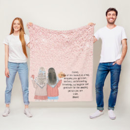Roos Roze glitter Effect Two Girls Letter Note Fleece Deken