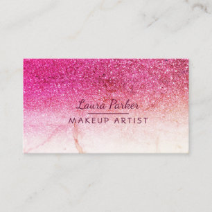 Roos Roze Glitter Faux Marble Makeup Artist Girly Visitekaartje