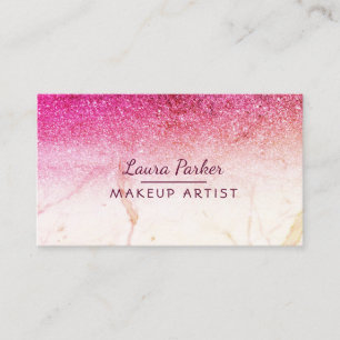 Roos Roze Glitter Faux Marble Makeup Artist Girly Visitekaartje
