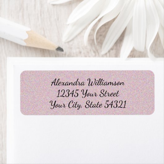 Roos Roze Glitter Girly Glam Script Name Address Etiket (Insitu)