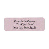 Roos Roze Glitter Girly Glam Script Name Address Etiket (Voorkant)