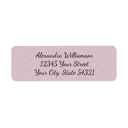 Roos Roze Glitter Girly Glam Script Name Address Etiket (Voorkant)