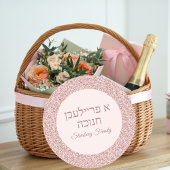 Roos Roze Glitter Hebreeuws Een Freilichen Chanoek Ronde Sticker