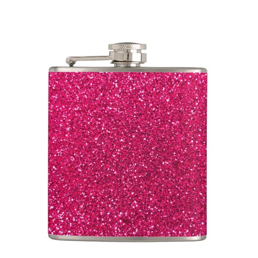 Roos roze glitter heupfles (Voorkant)