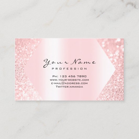 Roos Roze Glitter Makeup Artist Eyelash Brow VIP Visitekaartje (Achterkant)