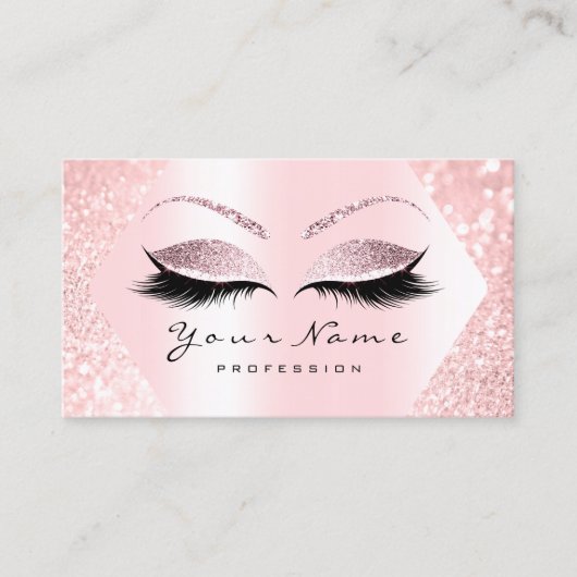 Roos Roze Glitter Makeup Artist Eyelash Brow VIP Visitekaartje (Voorkant)