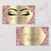 Roos Roze Glitter Makeup Artist Lashes Appointment Visitekaartje (Voorkant / Achterkant)