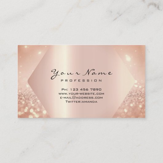 Roos Roze Glitter Makeup Artist Lashes Blush Skin Visitekaartje (Achterkant)