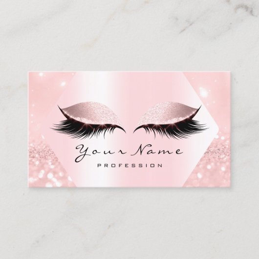 Roos Roze Glitter Makeup Artist Lashes Pastels Visitekaartje (Voorkant)