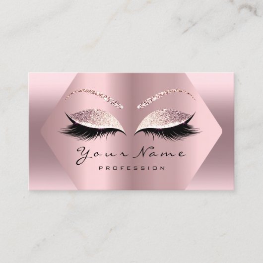Roos Roze Glitter Makeup Artist Lashes Studio Visitekaartje (Voorkant)