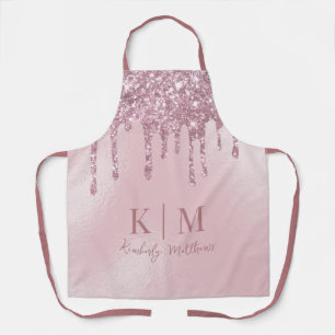 Roos Roze Glitter Monogram Initialen Schort