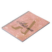 Roos Roze Glitter Naam & Initiaal Notitieboek (Linkerzijde)