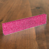 Roos roze glitter naambordje (Zijkant)