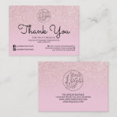 Roos Roze Glitter Ombre Klant Dank u Visitekaartje (Voorkant / Achterkant)