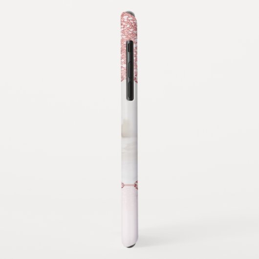 Roos Roze Glitter Rhinestone Naam Foto Case-Mate iPhone Case (Achterkant/links)