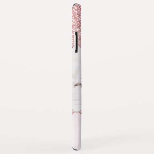 Roos Roze Glitter Rhinestone Naam Foto Case-Mate iPhone Case (Achterkant/rechts)