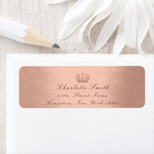 Roos Roze Glitter RSVP Kroonprinses Bruids Blush Etiket (Insitu)