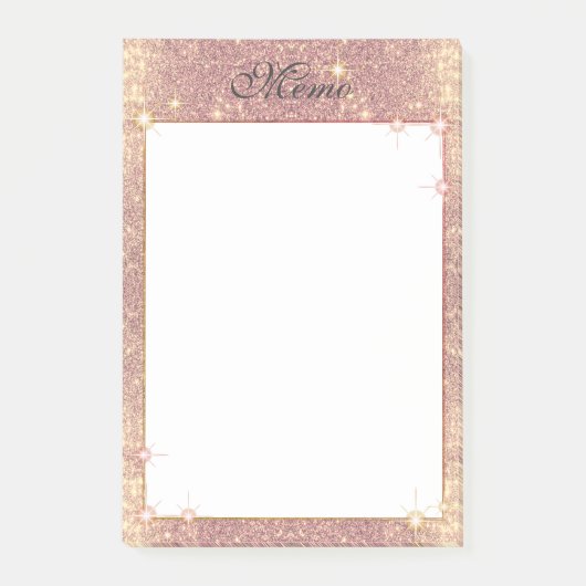 Roos Roze glitter Sparkle Glam Faux Textuur Post-it® Notes (Voorkant)
