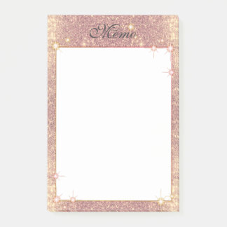 Roos Roze glitter Sparkle Glam Faux Textuur Post-it® Notes
