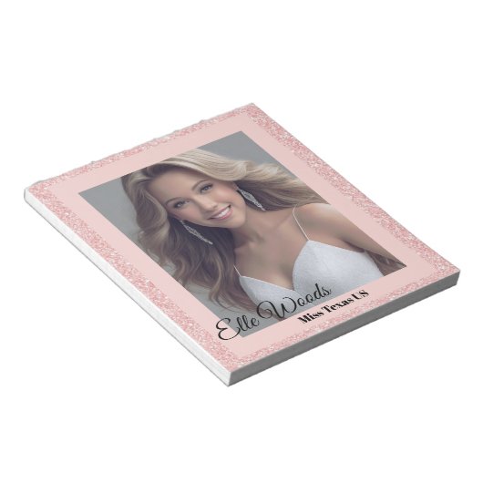 Roos Roze Glitz Autograph Pad Notitieblok (Schuin)