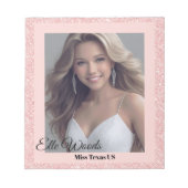 Roos Roze Glitz Autograph Pad Notitieblok (Voorkant)