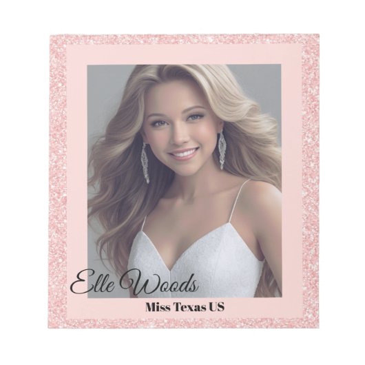 Roos Roze Glitz Autograph Pad Notitieblok (Voorkant)