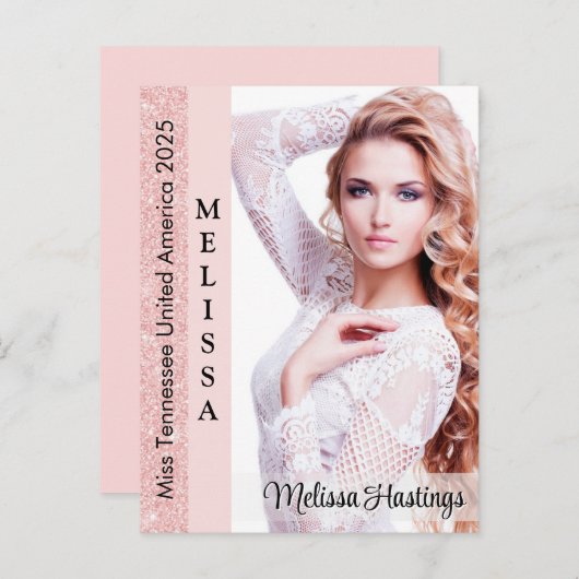 Roos Roze Glitz Pageant Autograph Photo Card Briefkaart (Voorkant / Achterkant)