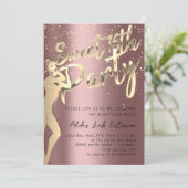 Roos Roze Gold Confetti - Zoete 16e partij Kaart (Staand voorkant)