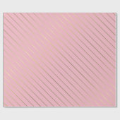 Roos Roze Goud Gestreepte Glam Glanzend Design Sti Cadeaupapier (Vlak)