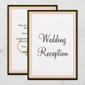 Roos Roze Goud Monogram Huwelijksreceptie Kaart (Voorkant / Achterkant)